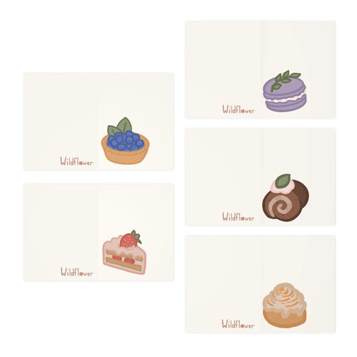 Botanical Pastry Greeting Cards — 5-Pack Note Cards