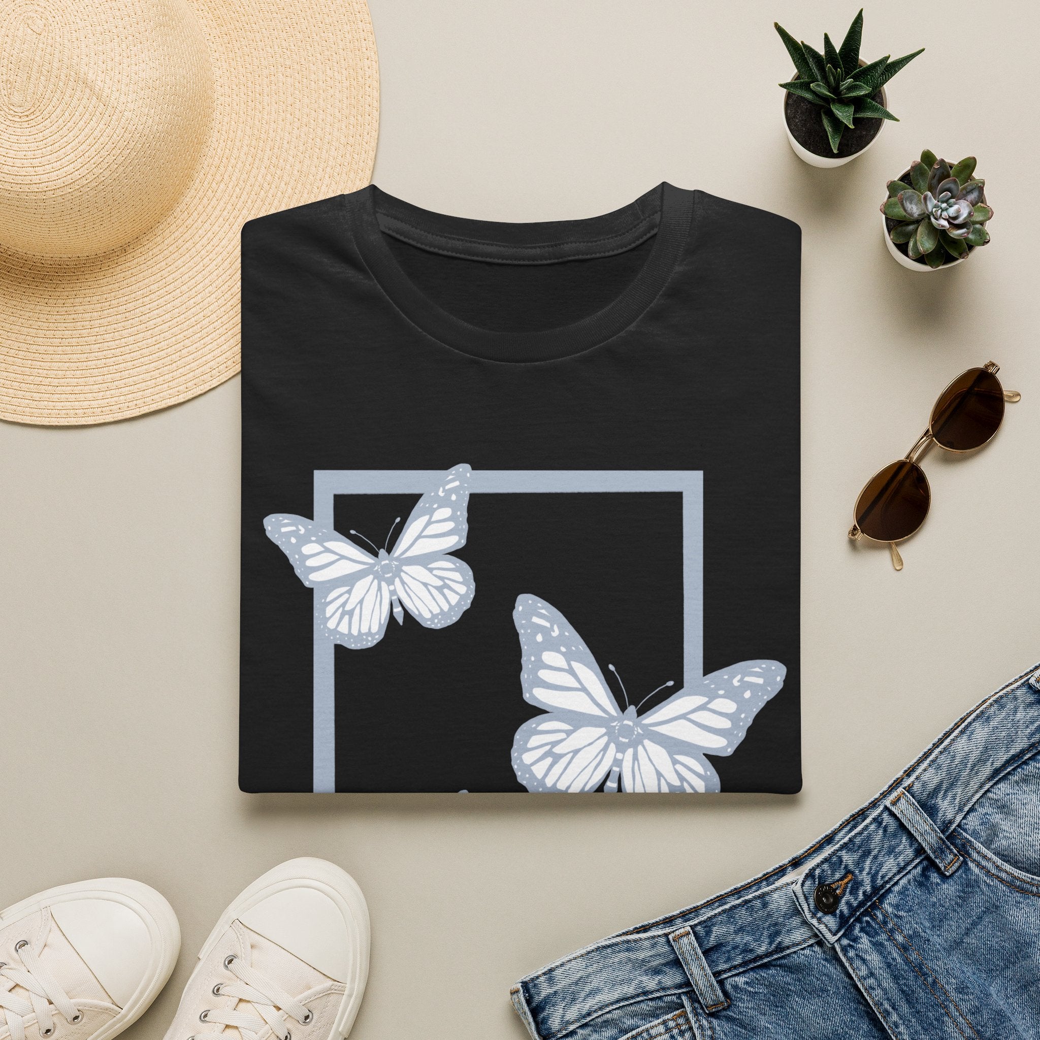 Butterfly Wildflower T-Shirt — Minimal Nature Graphic Tee