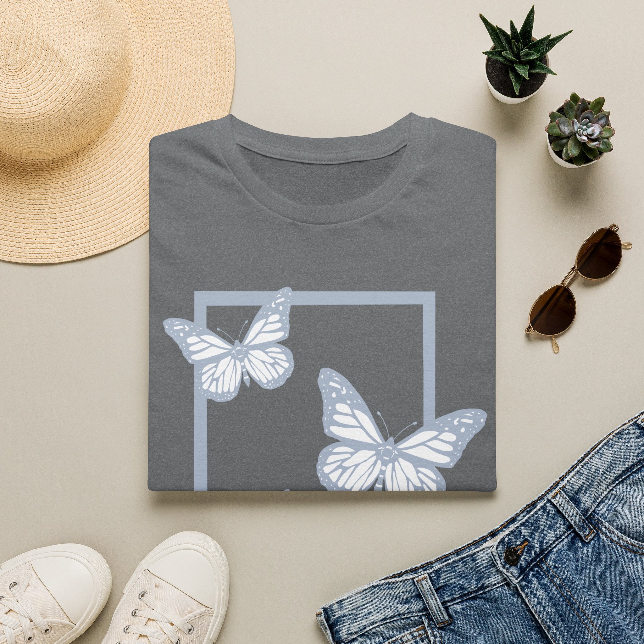 Butterfly Wildflower T-Shirt — Minimal Nature Graphic Tee
