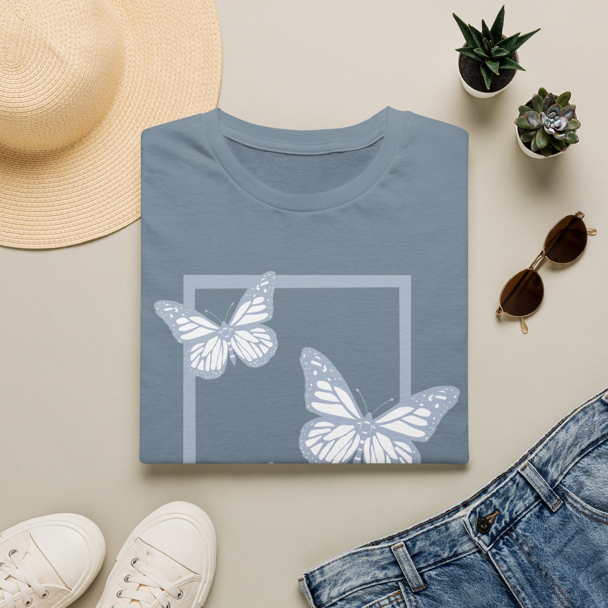 Butterfly Wildflower T-Shirt — Minimal Nature Graphic Tee