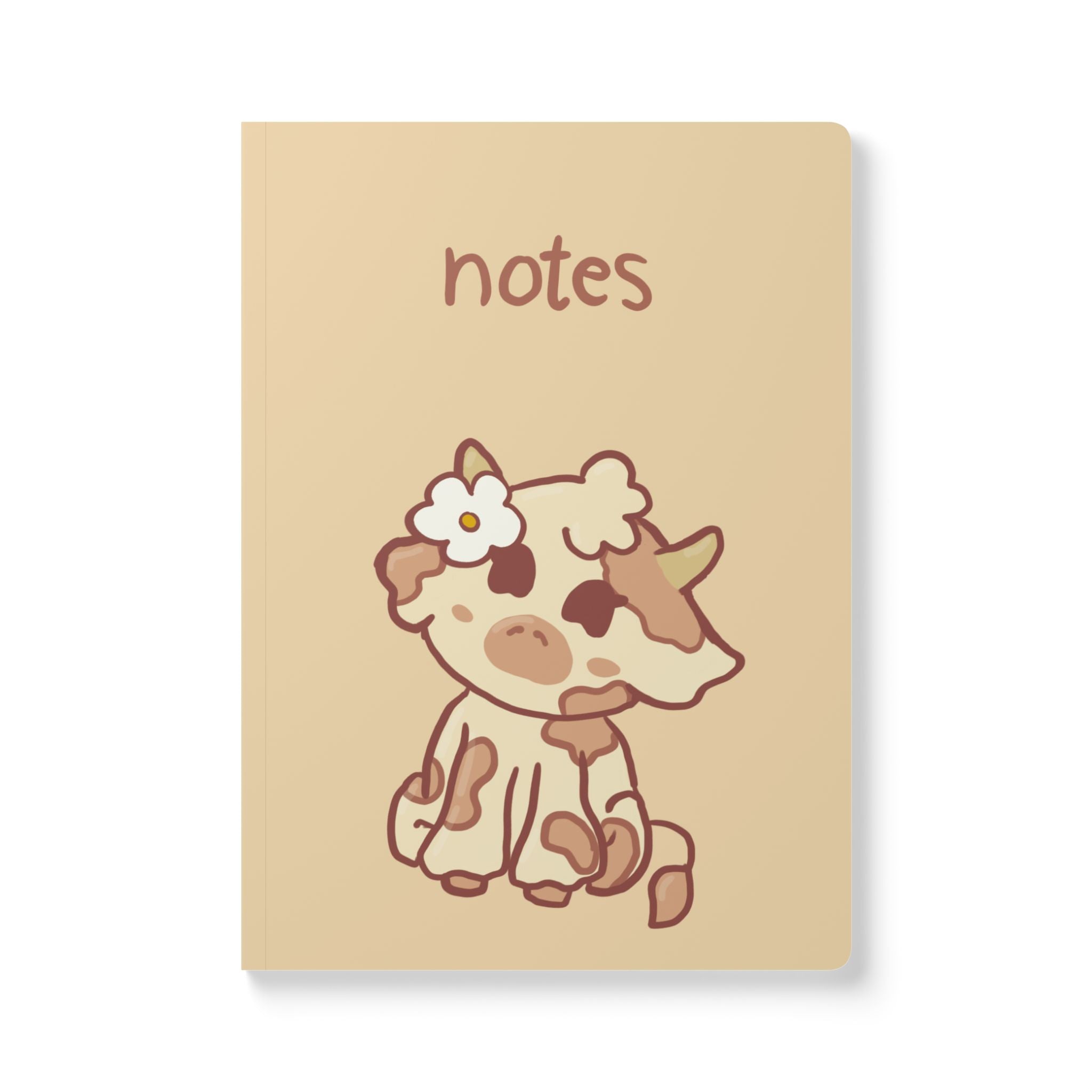 Daisy the Cow Softcover Journal — Kawaii Floral Notebook for School & Gifts