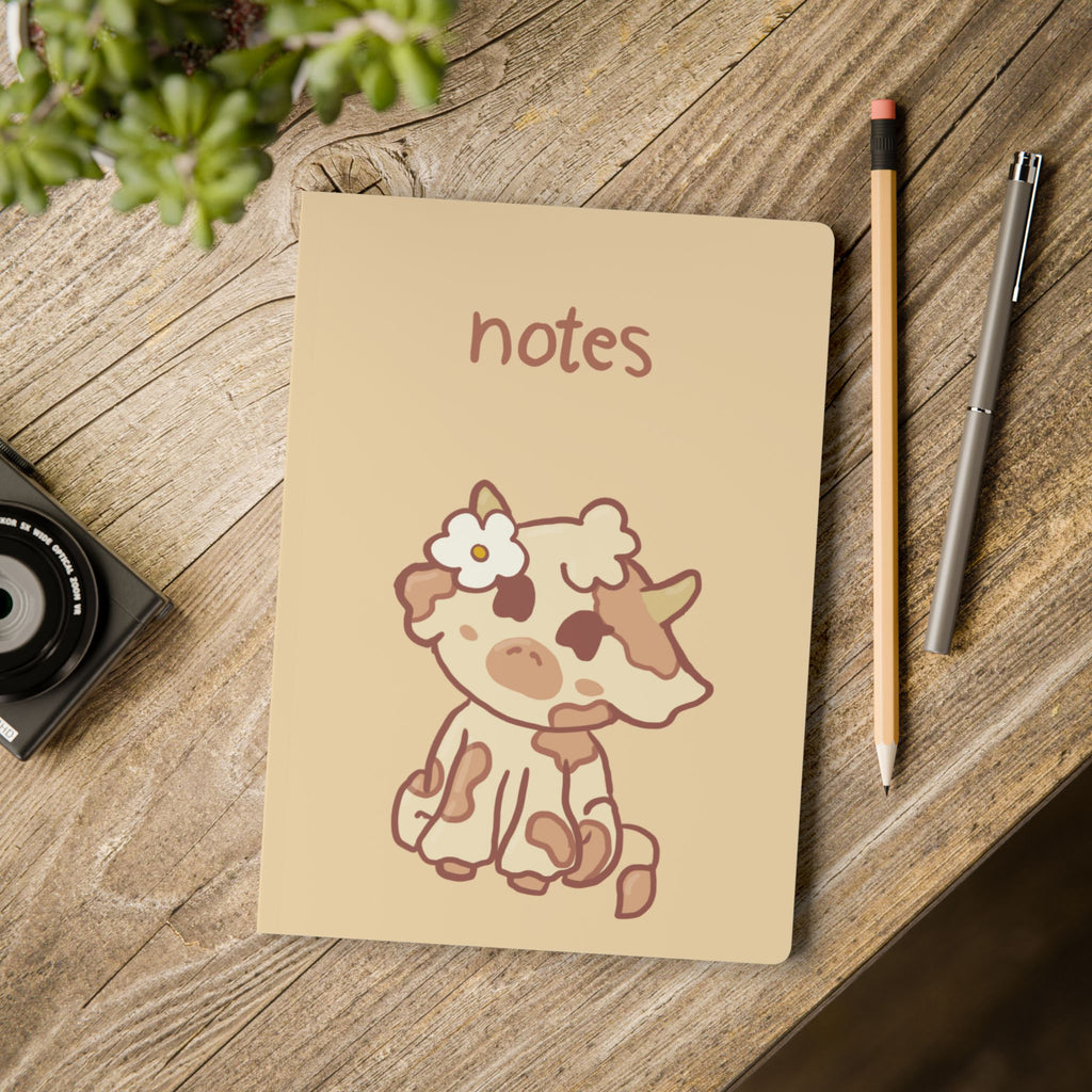 Daisy the Cow Softcover Journal — Kawaii Floral Notebook for School & Gifts