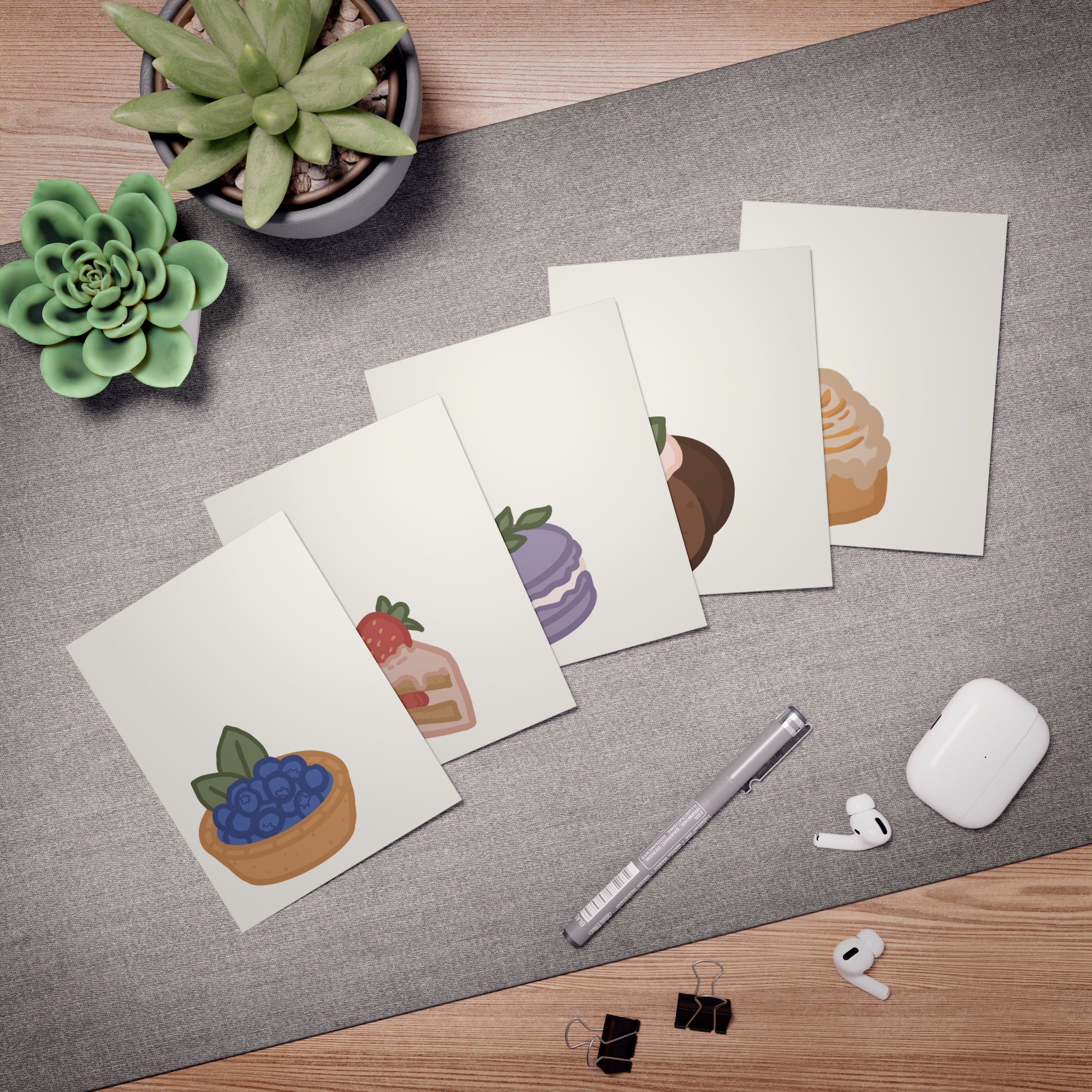 Botanical Pastry Greeting Cards — 5-Pack Note Cards
