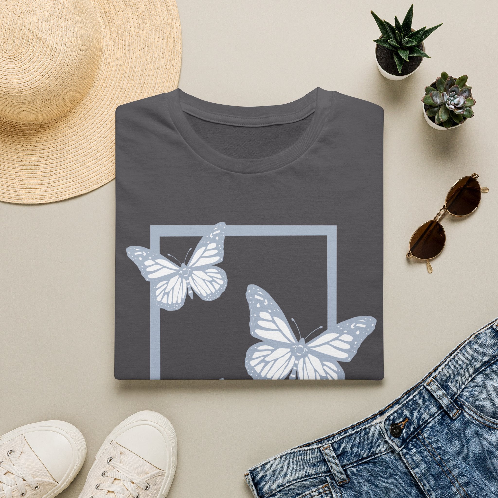 Butterfly Wildflower T-Shirt — Minimal Nature Graphic Tee