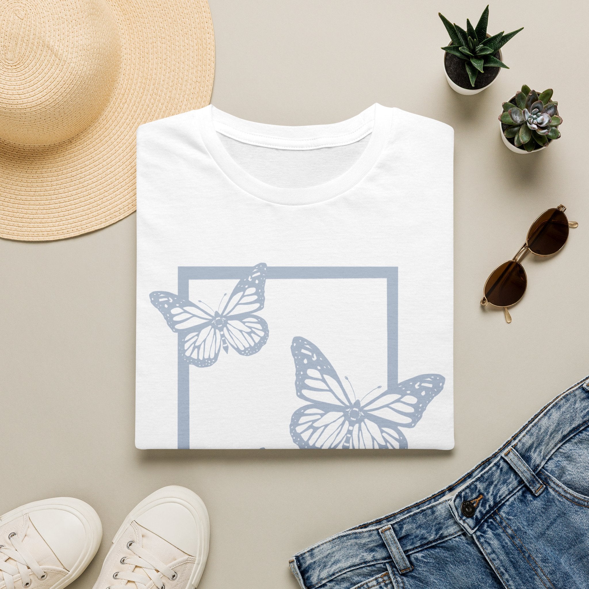 Butterfly Wildflower T-Shirt — Minimal Nature Graphic Tee