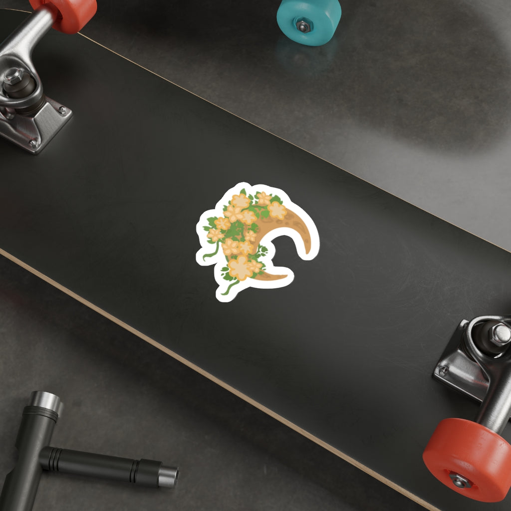 Floral Crescent Moon Die-Cut Sticker