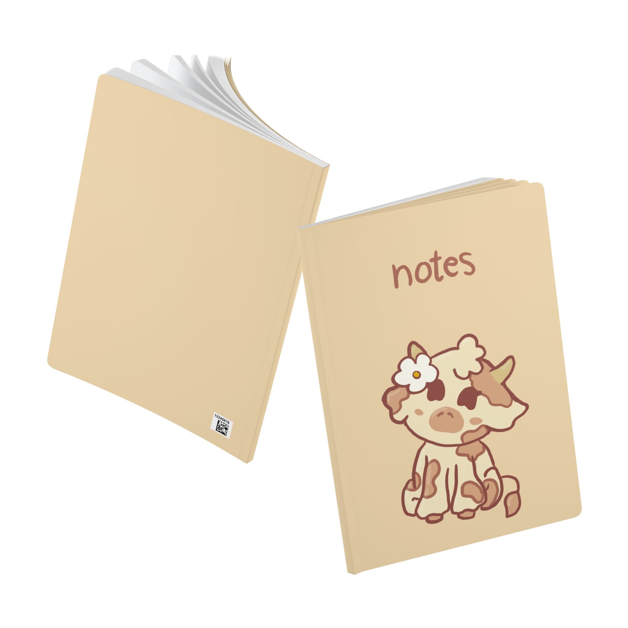Daisy the Cow Softcover Journal — Kawaii Floral Notebook for School & Gifts